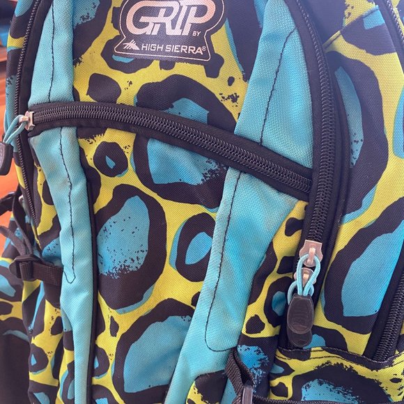 Grip Backpack by High Sierra "Jackhammer Wildcat" pattern -black, teal, green - Picture 2 of 9